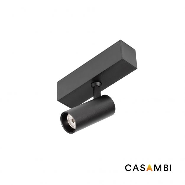 Faro Neso Hole - spot voor magnetische rail met Casambi - Ø 3,5 x 10 x 8 cm - 5W LED warm wit (2700K) incl.  - 40 ° lichtbundel - zwart