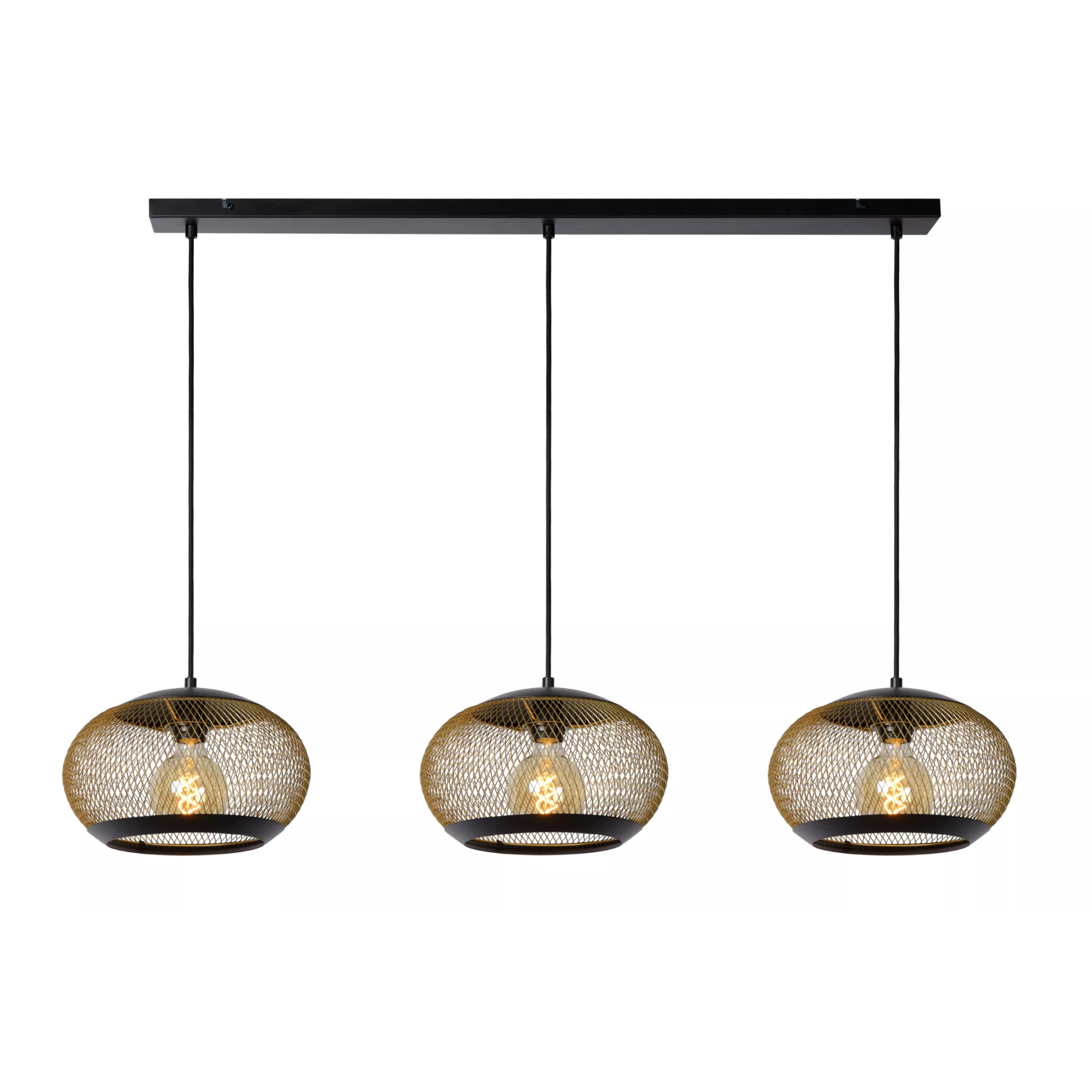 Lucide - hanglamp - 100 x 30 145 cm - zwart & goud