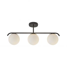 Nordlux Grant - plafondverlichting - 69,3 x 14,5 x 29,23 cm - zwart en opaal wit