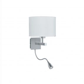 Searchlight Wall - wandverlichting met dubbele schakelaar - 20 x 25 cm - 1W LED incl. - satijn zilver