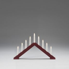 Konstsmide kerstverlichting - houten kerst kandelaar - 50,6 x 5 x 32 cm - mat donkerrood