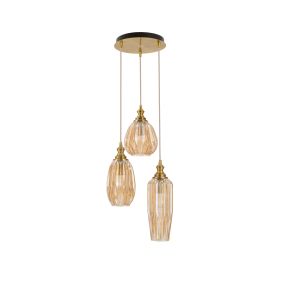 Nova Luce Zarley - hanglamp - Ø 35,5 x 120 cm - messing en champagne