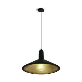 ONE Light Retro Pendants - hanglamp - Ø 35 x 184 cm - zwart en messing