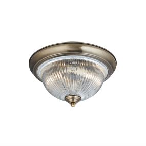 Searchlight Flush - plafondverlichting - Ø 29 x 14,5 cm - IP44 - antiek messing