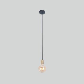 Maxlight Todi - hanglamp - Ø 6 x 90 cm - zwart en goud