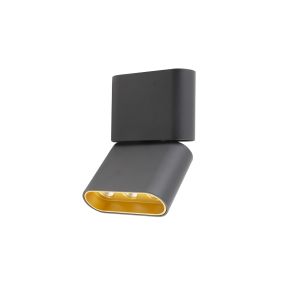 Maxlight Marvel - plafondverlichting - 11 x 3,5 x 16 cm - 12W LED incl. - zwart en goud