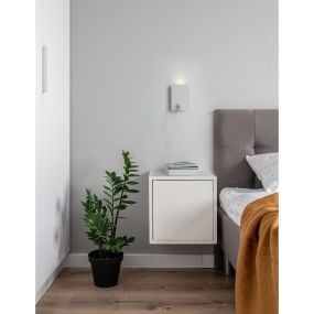 Nova Luce Zen - wandverlichting met schakelaar en USB-lader - 14 x 7,5 x 20 cm - 5W + 3W LED incl. - zandwit (laatste stuks!)