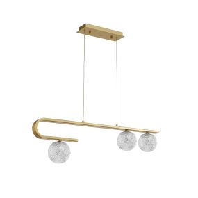 Nova Luce Mirano - hanglamp - 80 x 10 x 180 cm - messing goud en transparant