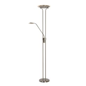 Lucide Champion - staanlamp - Ø 25,4 x 180 cm - 20W + 4W dimbare LED incl. - mat chroom