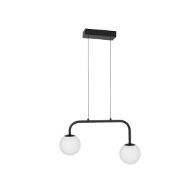 Nova Luce Joline - hanglamp - 35 x 12,5 x 115 cm - 16W LED incl. - zand zwart en opaal wit