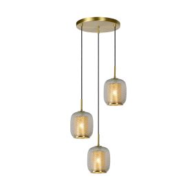 Lucide Agatha - hanglamp - Ø 35 x 163 cm - mat goud en messing