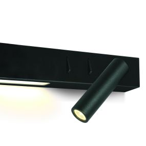 ONE Light Reading Spot - wandspot rechts met schakelaar - 30 x 3,5 x 5 cm - 3W + 6W LED incl. - zwart