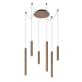 Lucide Lorenz - hanglamp - 120 x 120 x 130 cm - 6 x 4W dimbare LED incl. - roest bruin