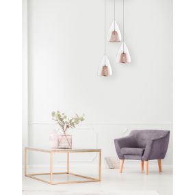 Nova Luce Hugo - hanglamp - Ø 30 x 120 cm - rose goud en chroom (stockopruiming!)