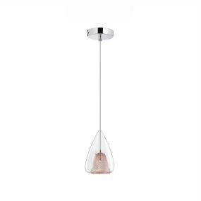 Nova Luce Hugo - hanglamp - Ø 16,5 x 120 cm - rose goud en chroom