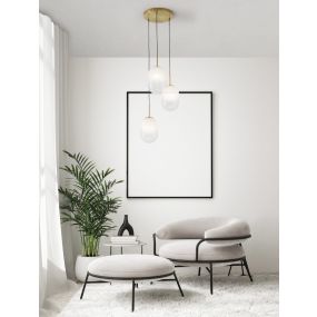 Nova Luce Chrysi - hanglamp - Ø 43 x 120 cm - messing goud en wit