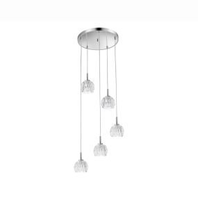 Nova Luce Lara - hanglamp - Ø 33 x 120 cm - transparant en chroom