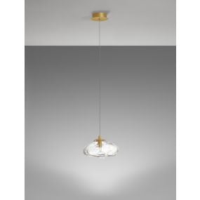 Nova Luce King - hanglamp - Ø 20 x 200 cm - goud en transparant