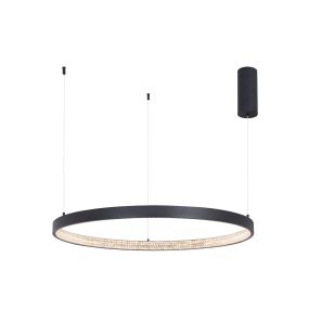 Nova Luce Preston - hanglamp - Ø 80 x 120 cm - 50W dimbare LED incl. - zand zwart