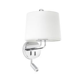 Faro Montreal - wandverlichting met schakelaar - 21,5 x 19 x 39 cm - 3W LED incl. - wit en chroom