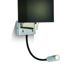 ONE Light Hotel Range - wandverlichting met schakelaar - 17 x 13,5 x 30 cm - 3W LED incl. - chroom en zwart