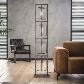 Vico Cubic Tower - staanlamp - 160 cm - oud zilver