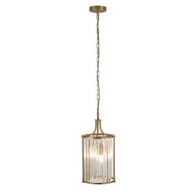 Searchlight Victoria - hanglamp - Ø 26 x 150 cm - goud en transparant