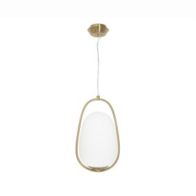 Nova Luce Vitton - hanglamp - 26,5 x 22 x 120 cm - messing en wit