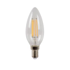 Lucide LED filament kaarslamp - Ø 3,5 x 9,9 cm - E14 - 4W dimbaar - 2700K - transparant