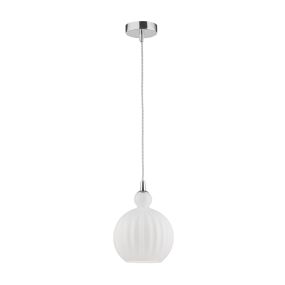 Nova Luce Odell - hanglamp - Ø 15 x 120 cm - opaal en chroom