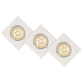 Lucide Focus II - set van 3 - inbouwspots - 80 x 80 mm, Ø 73 mm inbouwmaat - 3 x 5W dimbare LED incl. - wit