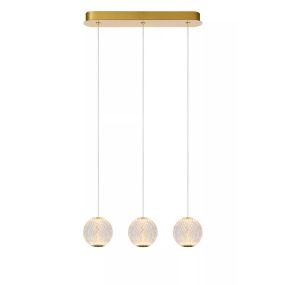 Lucide Cintra - hanglamp -  48 x 11 x 150 cm - 3 x 4,7W LED incl. - transparant en goud