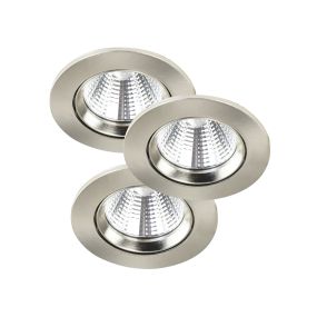 Nordlux Fremont - set van 3 - Ø 85 mm, Ø 72 mm inbouwmaat - 5,5W dimbare LED incl. - IP23 - geborsteld staal