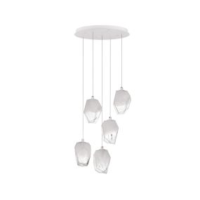 Nova Luce Ice - hanglamp - Ø 39 x 180 cm - wit en transparant