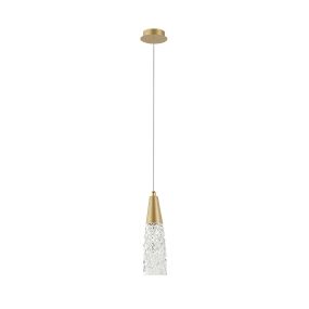 Nova Luce Kovac - hanglamp - Ø 29 x 180 cm - geborsteld goud en transparant