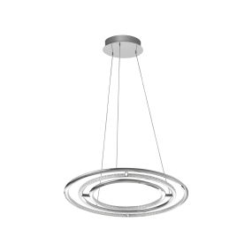 Nova Luce Livorno - hanglamp - Ø 60 x 120 cm - 55W LED incl. - chroom (laatste stuks!)