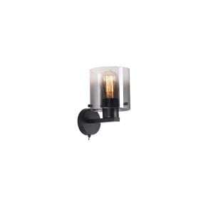 Searchlight Sweden - opbouw wandlamp - 15 x 24 cm - mat zwart en gerookt ombre