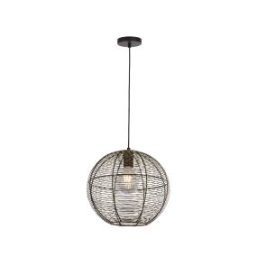 Searchlight Weave - hanglamp - Ø 35 x 120 cm - zwart en goud