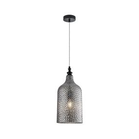 Nova Luce Marou - hanglamp - Ø 19,5 x 120 cm - rokerig grijs en mat zwart