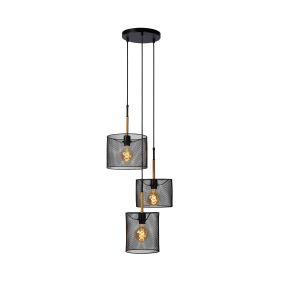 Lucide Baskett - hanglamp - Ø 46 x 150 cm - zwart en lichtbruin