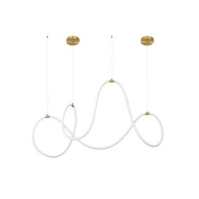 Nova Luce Cerelia - hanglamp - 150 x 60 x 120 cm - 57W dimbare LED incl. - messing goud en wit