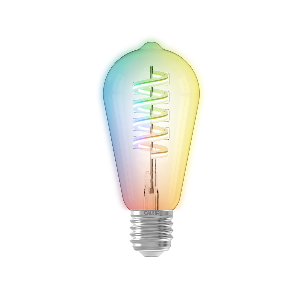 Calex Smart LED lamp - Ø 6,4 x 14,2 cm - E27 - 4,9W - dimfunctie en lichtkleur via app 1800 tot 3000K - RGB + W Lichtkoning