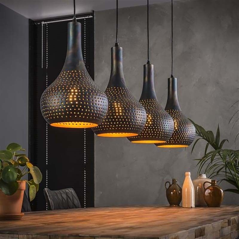Vico perforated hanglamp - 130 25 x 150 cm - zwart | Lichtkoning