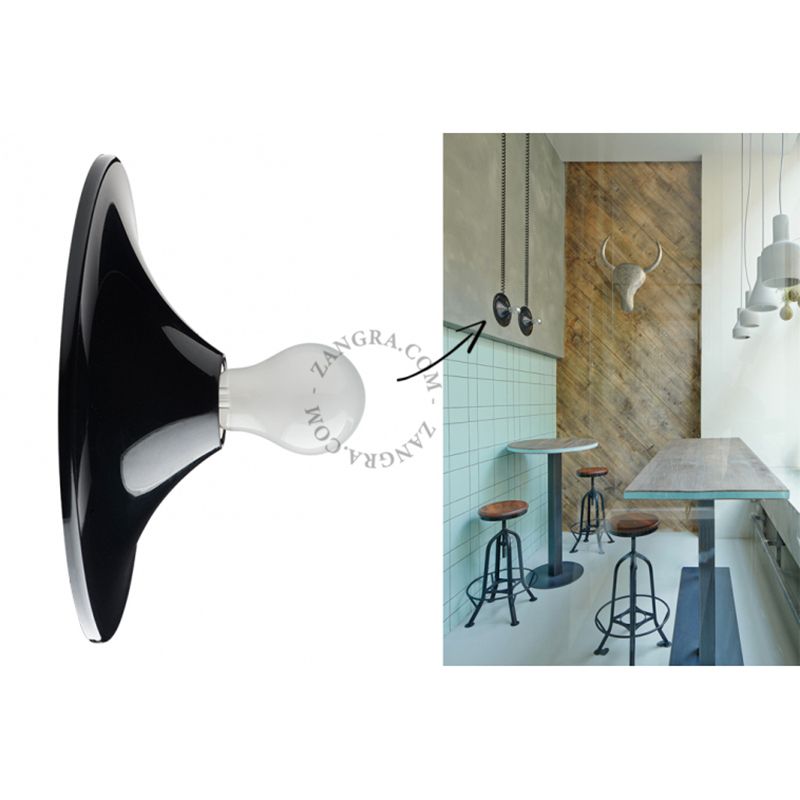 temperatuur top sokken Zangra - plafond/wandverlichting - ⌀ 25 x 6,5 cm - zwart | Lichtkoning